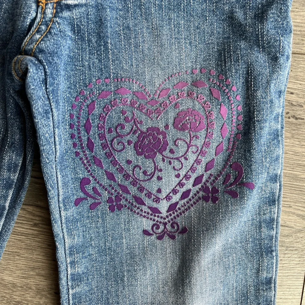 The Children’s Place Toddler Girl Bootcut Medium Wash Denim Jeans Glitter Heart